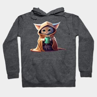 Grogu Kitten Star Wars Mandalorian Baby Yoda Cute Adorable Fan Art Star Wars Gift for Cat Lovers Hoodie